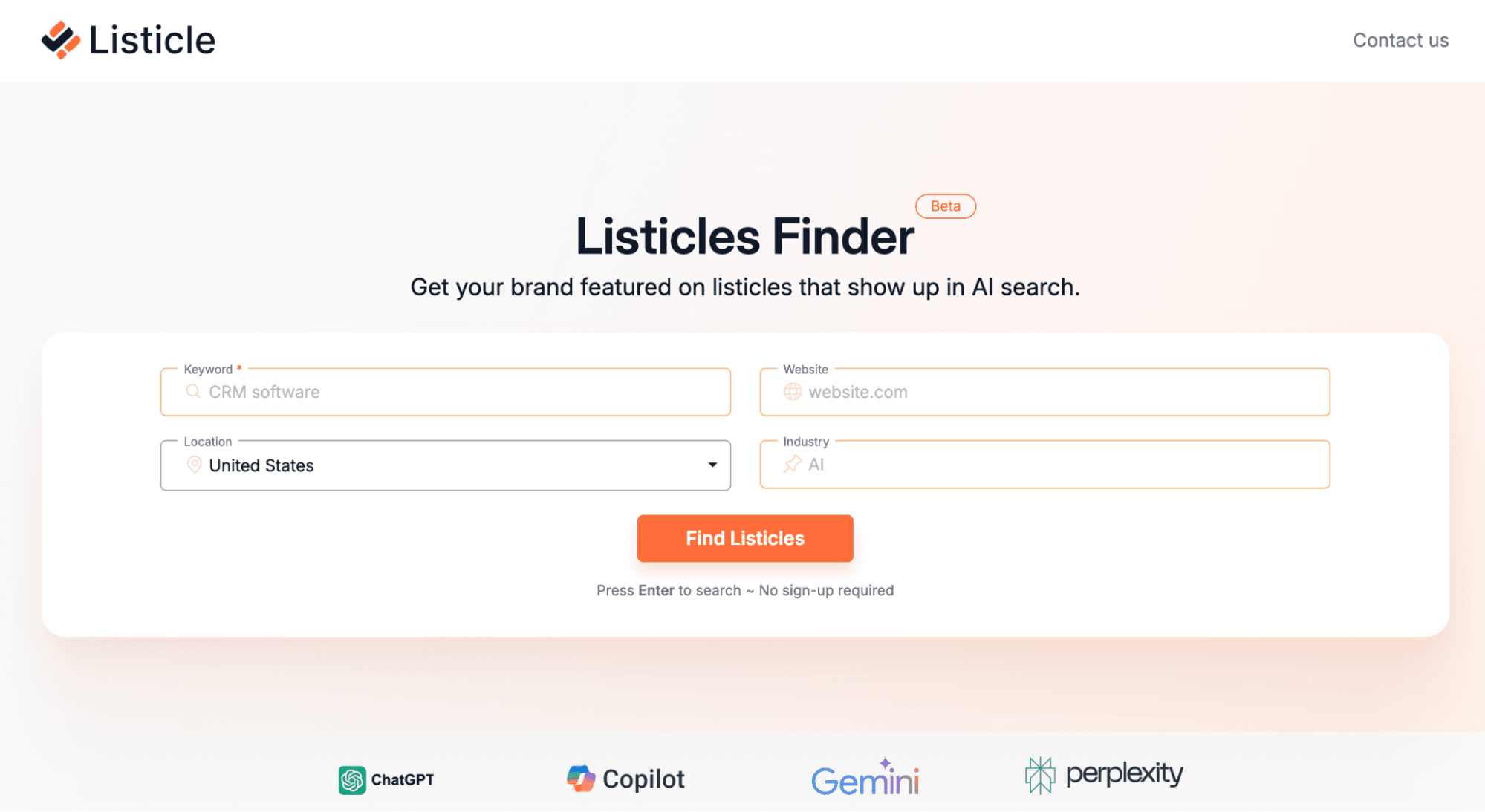 listicle.com homepage screenshot
