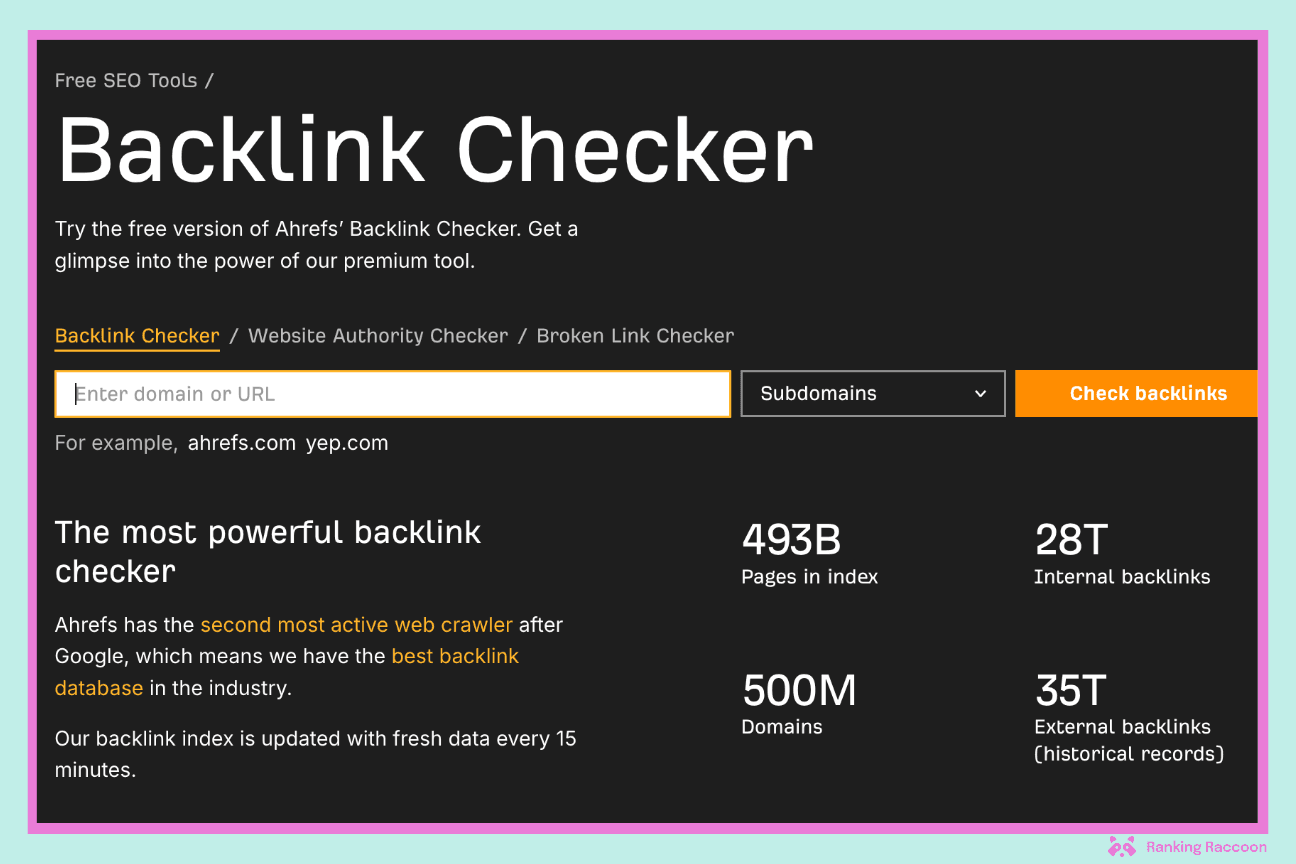 ahrefs backlink checker screenshot