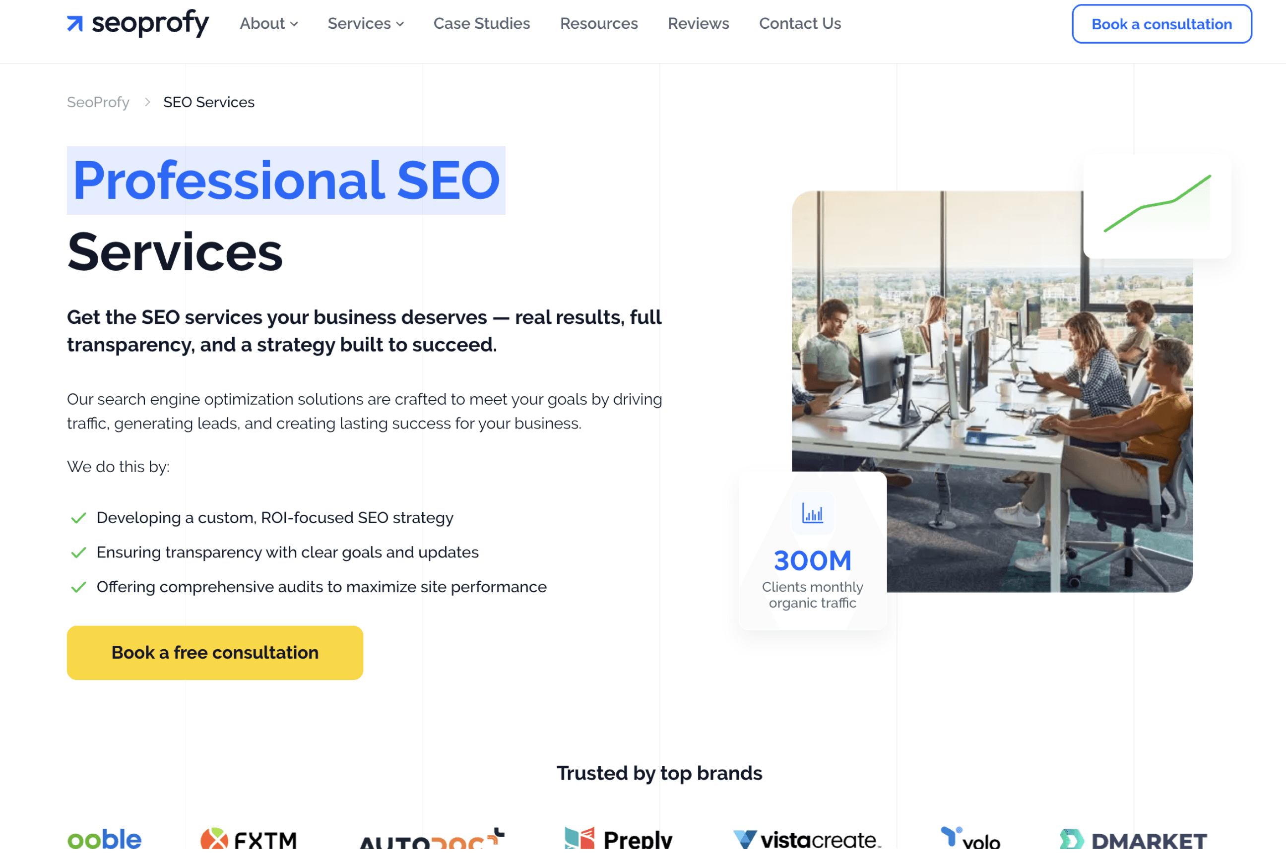 screenshot of SeoProfy's website