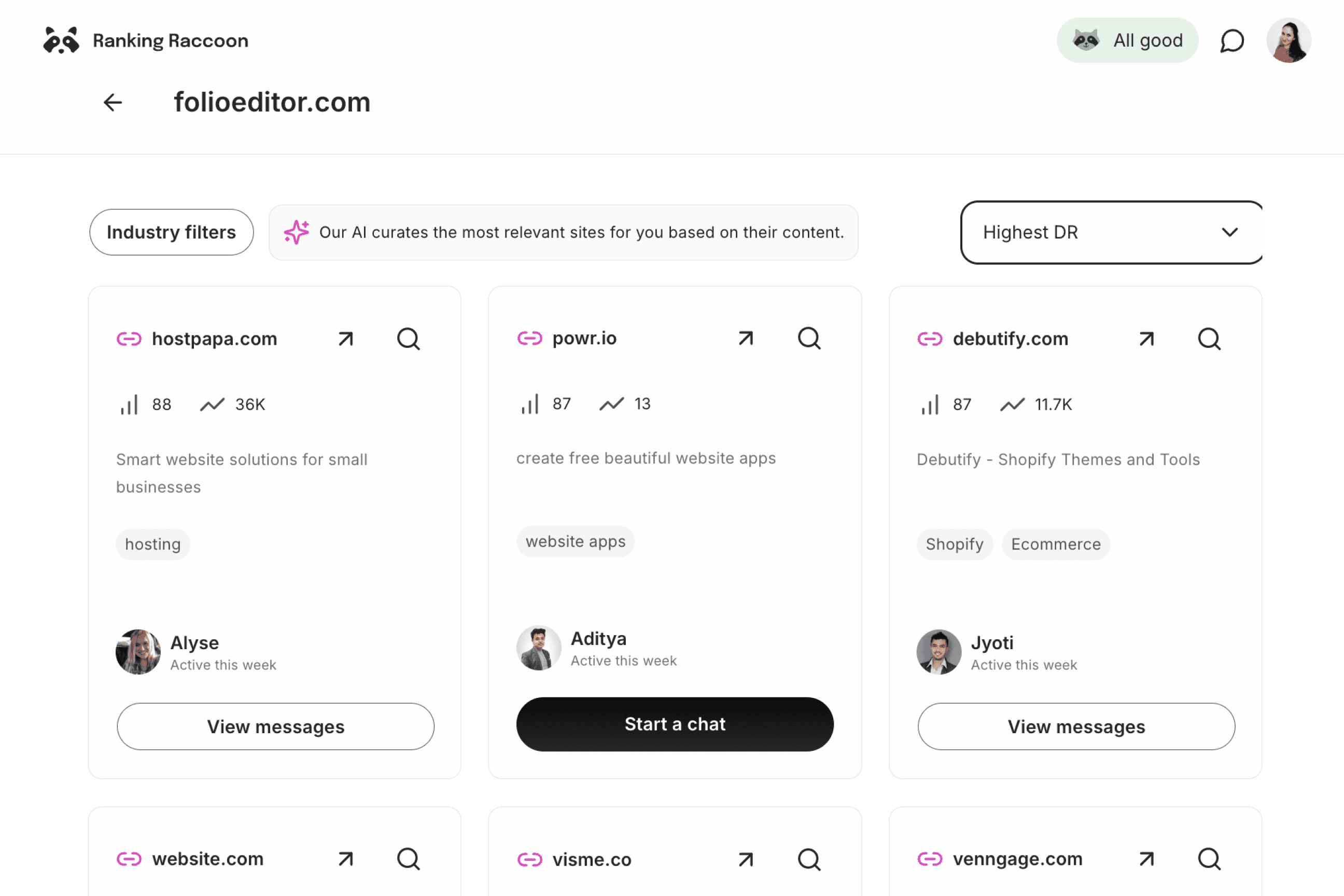 Ranking-Raccoon-dashboard