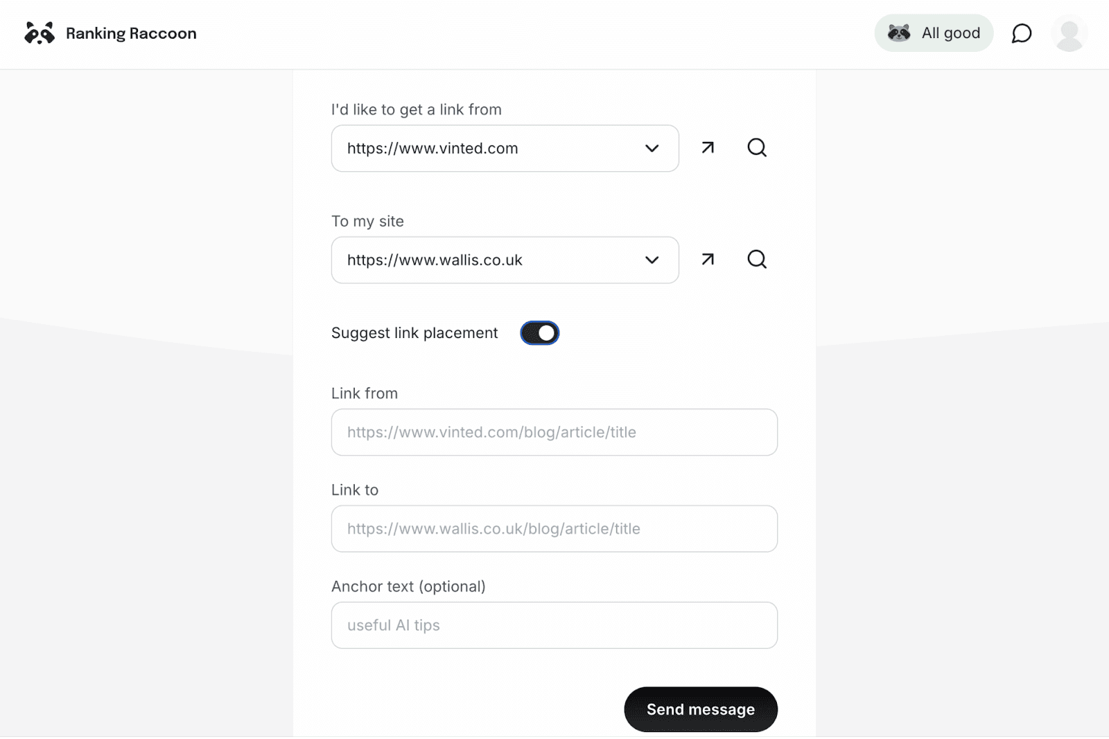 ranking raccoon link request scroonshot