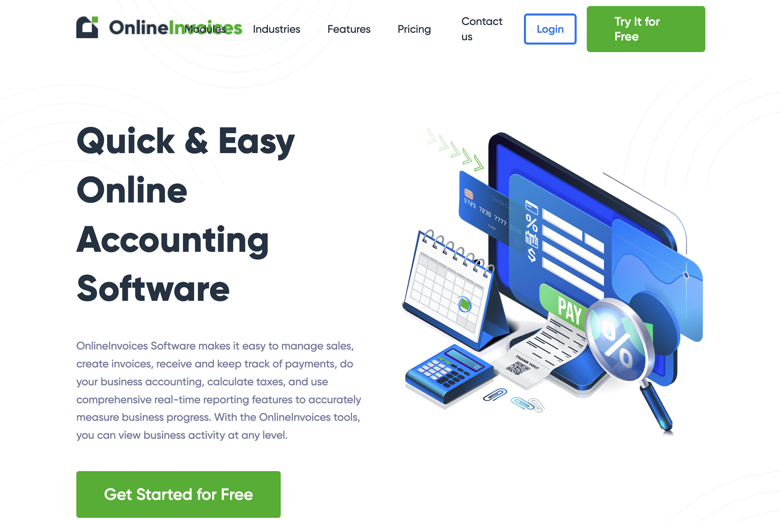 OnlineInvoices homepage