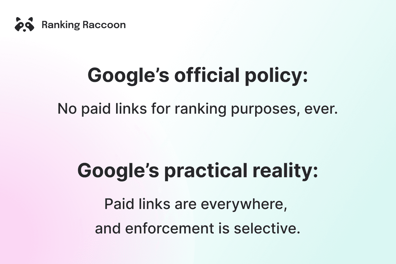 Google's official policies and the reality