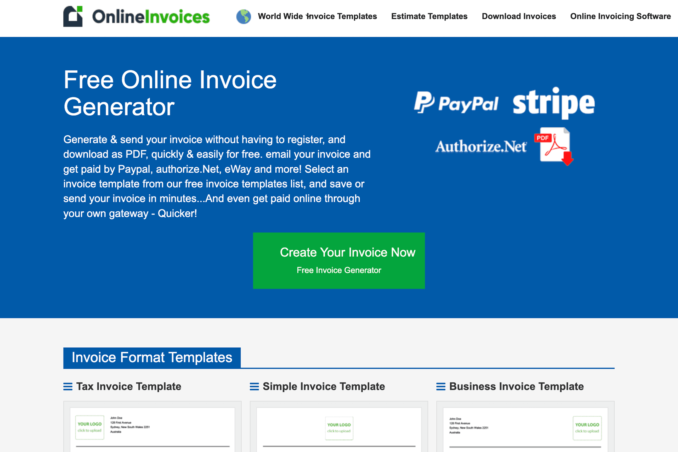 OnlineInvoice free online invoice generator