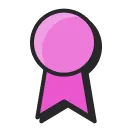 A pink badge illustration.